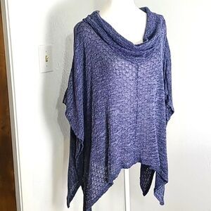 Maison Jules Light Navy Blue Kimono Sweater with Cowl Neck, Size Small